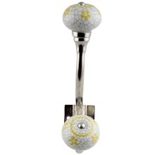 Yellow Floral Crackle Silver Iron Hook