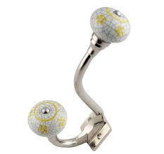 Yellow Floral Crackle Silver Iron Hook