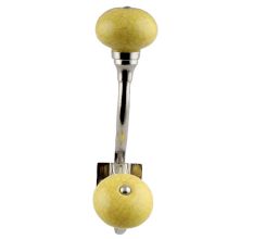 Yellow Pink Crackle Ceramic Silver Iron Hook