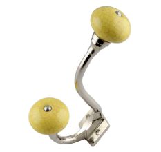 Yellow Pink Crackle Ceramic Silver Iron Hook