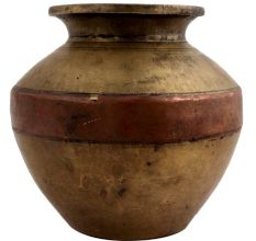 Unique Brass Copper Ganga Jamuna Holy Water Pot Kalash