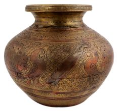 Peacock Engraved Ganga Jamuna Holy Water Pot