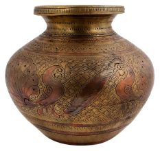 Peacock Engraved Ganga Jamuna Holy Water Pot
