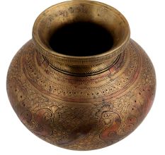 Peacock Engraved Ganga Jamuna Holy Water Pot