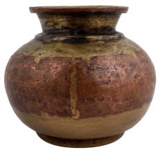 Old Used Copper And Brass Holy Water Pot