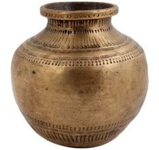 Brass Finely Carved Water Storage Pot