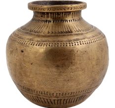 Brass Finely Carved Water Storage Pot