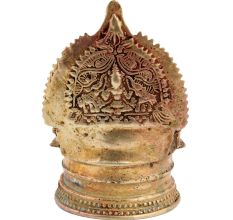 Brass Kamakshi vilakku Oil Lamp With Lakshmi And Two Jumbo Elephants