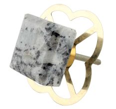 Grey Black Square Stone Cabinet Knob