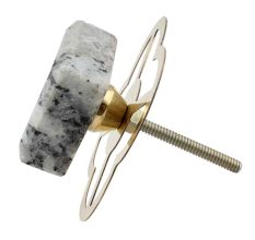 Grey Black Square Stone Cabinet Knob