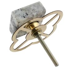 Grey Black Square Stone Cabinet Knob