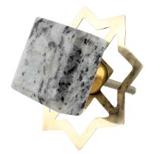 Grey Black Square Stone Cabinet Knob