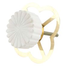 Round White Stone Floral Pattern Cabinet Knobs