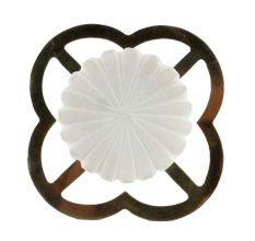 Round White Stone Floral Pattern Cabinet Knobs