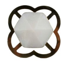 White Hexagon Stone Cabinet Brass Knobs