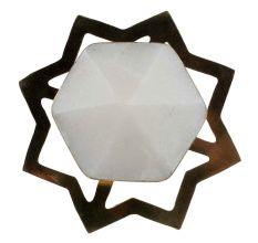 White Hexagon Stone Cabinet Brass Knobs