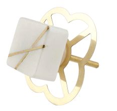 White Square Stone Gold Cross Dresser Knob