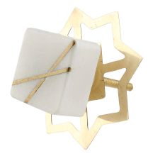 White Square Stone Gold Cross Dresser Knob
