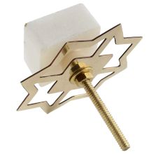 White Square Stone Gold Cross Dresser Knob
