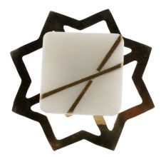 White Square Stone Gold Cross Dresser Knob