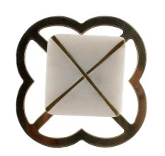 White Stone Square Gold Cross Dresser Knob