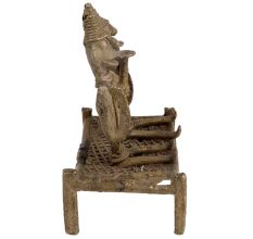 Two Tribal Men Figurines Sitting On Charpai