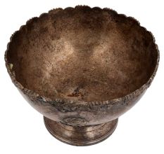 Vintage Embossed Rose  Brass Pedestal Bowl