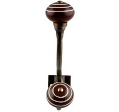 Brown White Striped Ceramic Antique Iron Hook