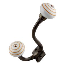 Mustard Stripe Ceramic Antique Iron Hook