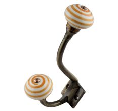 Mustard Striped Ceramic Antique Iron Hook