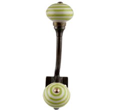 Old Lime Striped Ceramic Antique Iron Hook