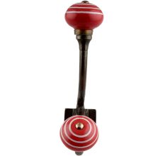 Red White Stripes Ceramic Antique Iron Hook