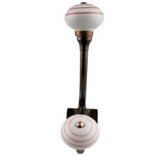 White Pink Striped Ceramic Antique Hook