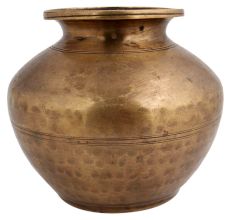 Hand Beaten Brass Water Storage Pot For Worship