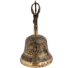 Brass Buddhist Temple Meditation Bell With Dorje