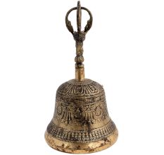 Brass Buddhist Temple Meditation Bell With Dorje