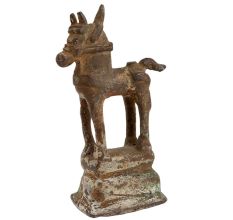 Old Used Standing Horse statue On A  Raised Platform