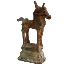 Old Used Standing Horse statue On A  Raised Platform