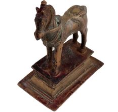 Brass Standing Horse Statue On A High Platform