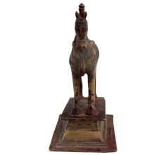 Brass Standing Horse Statue On A High Platform