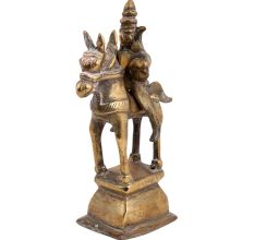 Brass Tribal Horse  Statue On Rectangular Pedestal