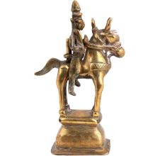 Brass Tribal Horse  Statue On Rectangular Pedestal