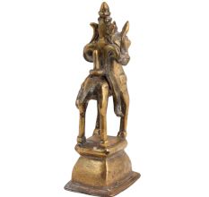 Brass Tribal Horse  Statue On Rectangular Pedestal