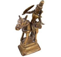 Odd Used Brass Statue Of Indian God Riding A Horse