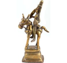 Odd Used Brass Statue Of Indian God Riding A Horse
