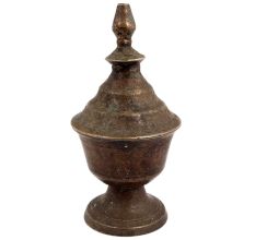 Brass Single Wick Old Oil Lamp Table Display