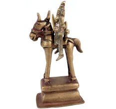 Brass Warrior With Consort Statue On Platform For Decoration
