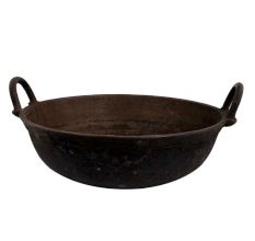 Primitive Brass Kadai With Two Handles