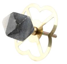 Grey And White Hexagon Stone Cabinet Knobs