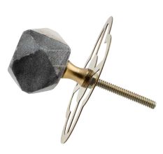 Grey And White Hexagon Stone Cabinet Knobs